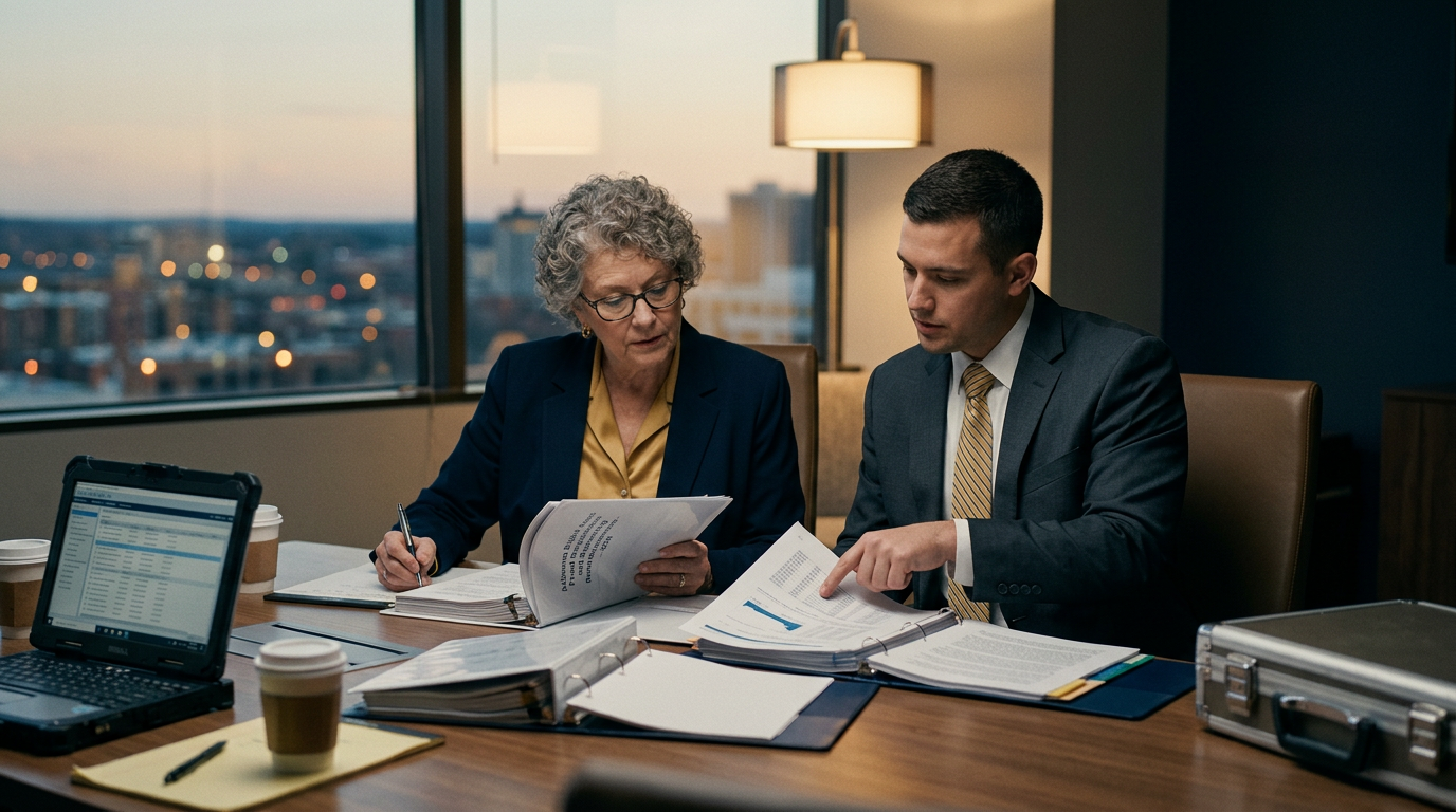 Courtroom setting for a civil cryptocurrency recovery hearing supported by blockchain forensic evidence — Alabama cryptocurre