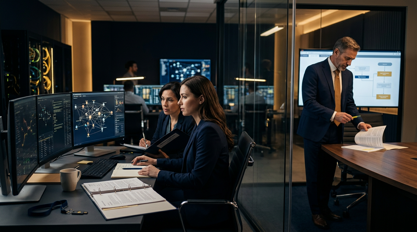 Legal team reviewing asset tracing pre action disclosure reports on cryptocurrency transactions.