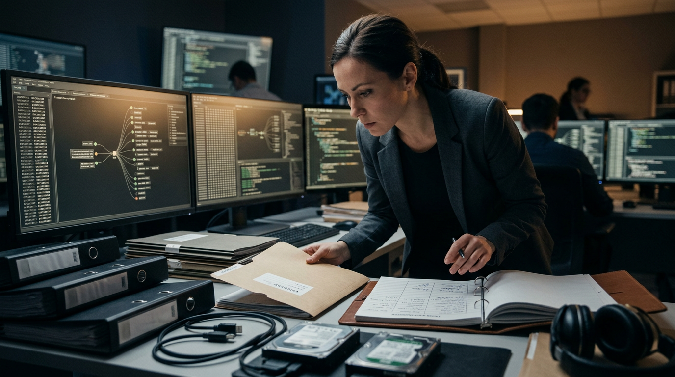 Aegis Financial Forensics analysts collaborating on a cryptocurrency fraud tracing case — clipboard hijacker crypto investiga