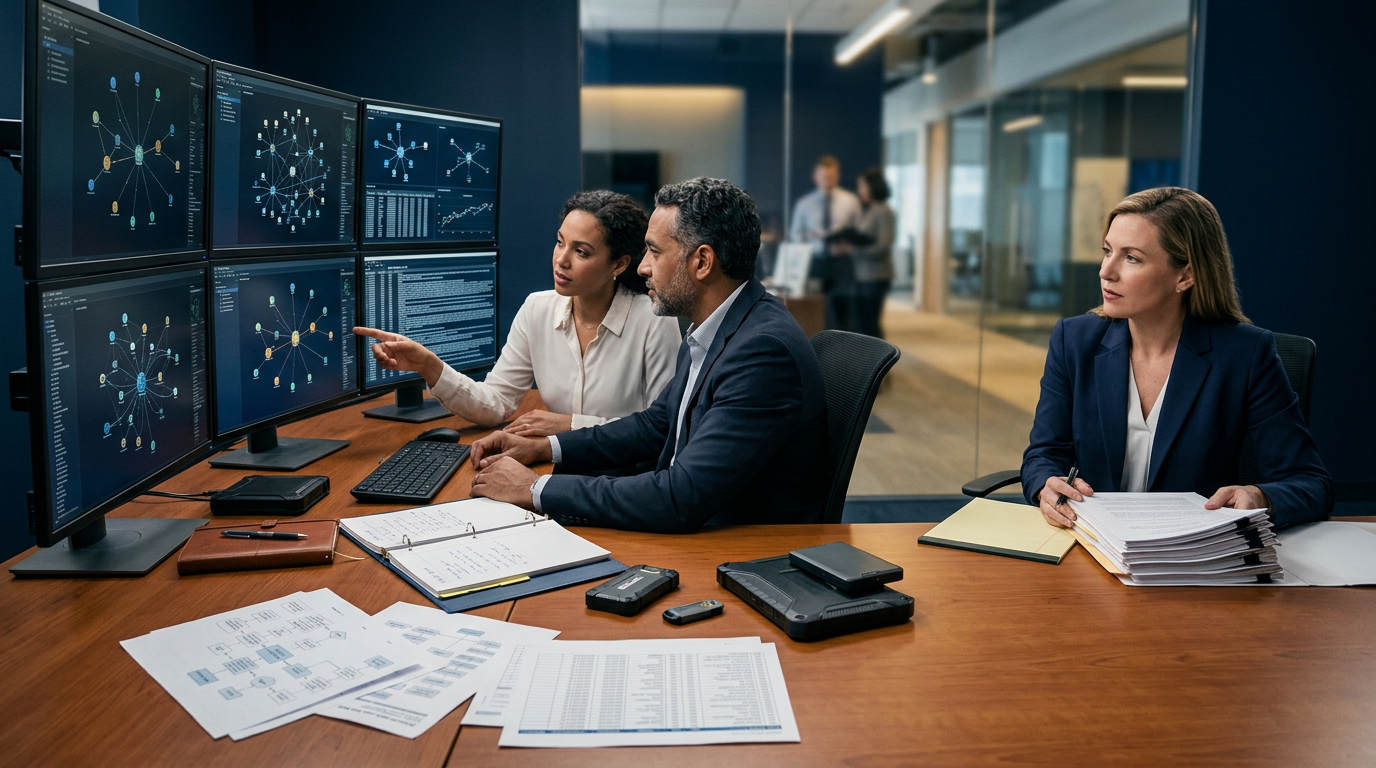 Forensic analysts evaluating cross border crypto recovery transaction maps across global jurisdictions.
