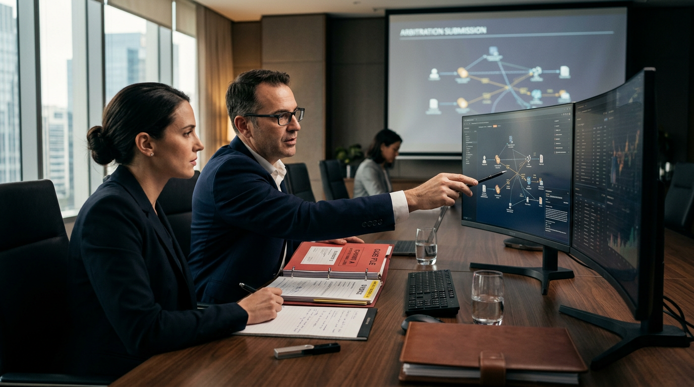 Aegis Financial Forensics analysts collaborating on a cryptocurrency fraud tracing case — crypto arbitration evidence investi Aegis Financial Forensics analysts collaborating on a cryptocurrency fraud tracing case — crypto arbitration evidence investi