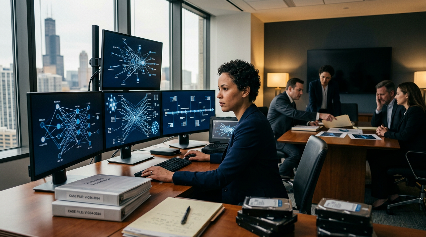 Blockchain forensic analyst tracing stolen cryptocurrency transactions across exchanges and mixers — crypto fraud investigato
