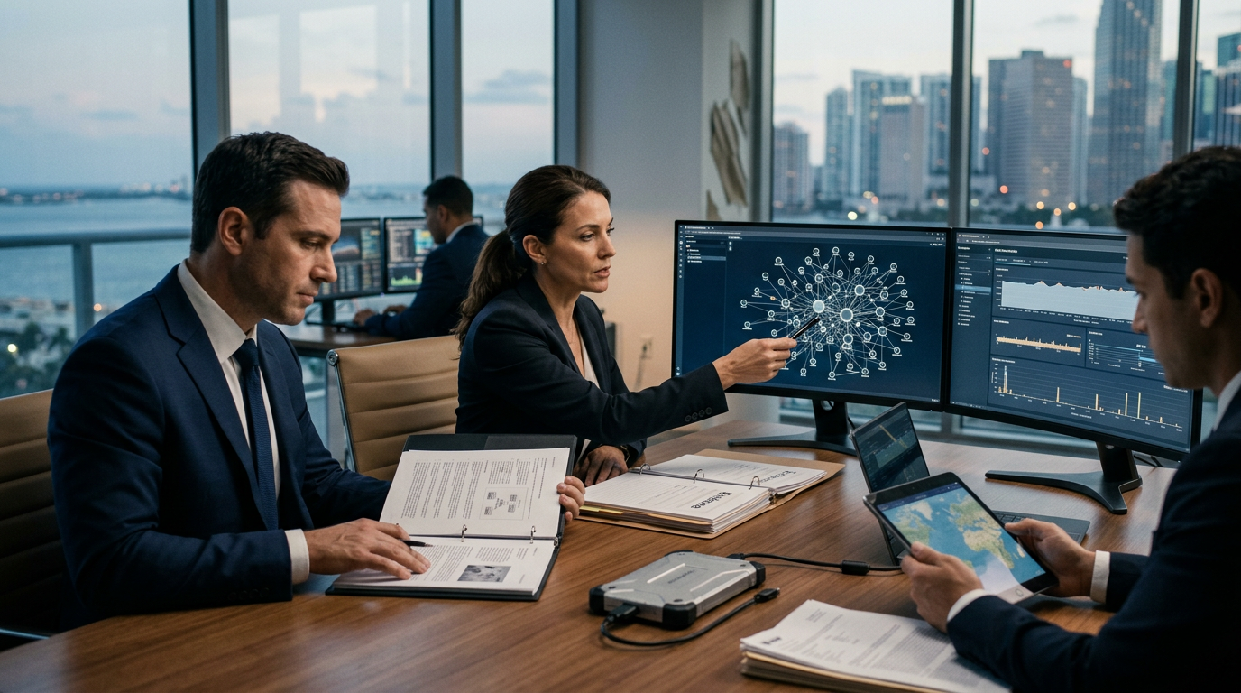 A crypto fraud investigator Miami analyst examining blockchain transaction trees and legal filings for a South Florida case. A crypto fraud investigator Miami analyst examining blockchain transaction trees and legal filings for a South Florida case.