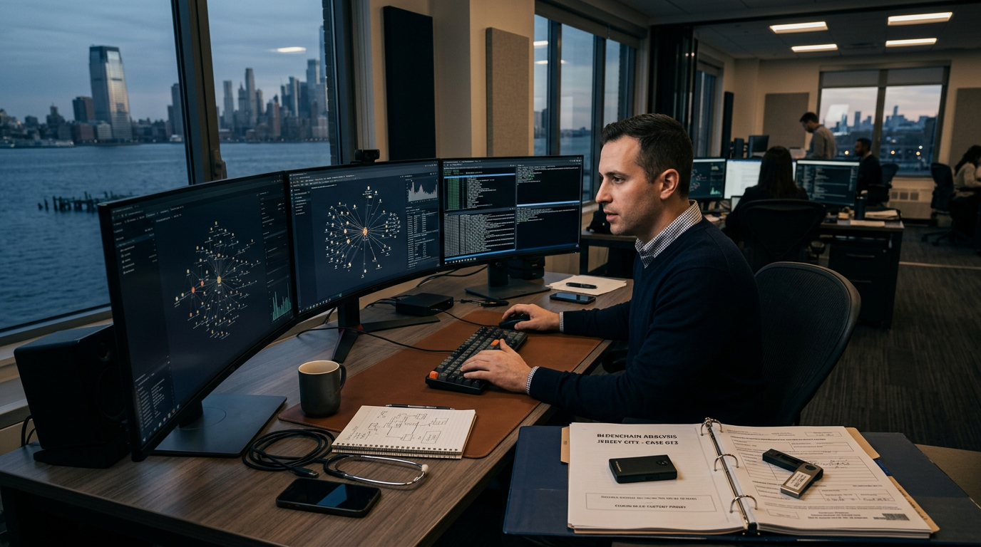 Investment scam and pig butchering fraud investigation on a blockchain forensics workstation — crypto recovery near me Jersey Investment scam and pig butchering fraud investigation on a blockchain forensics workstation — crypto recovery near me Jersey