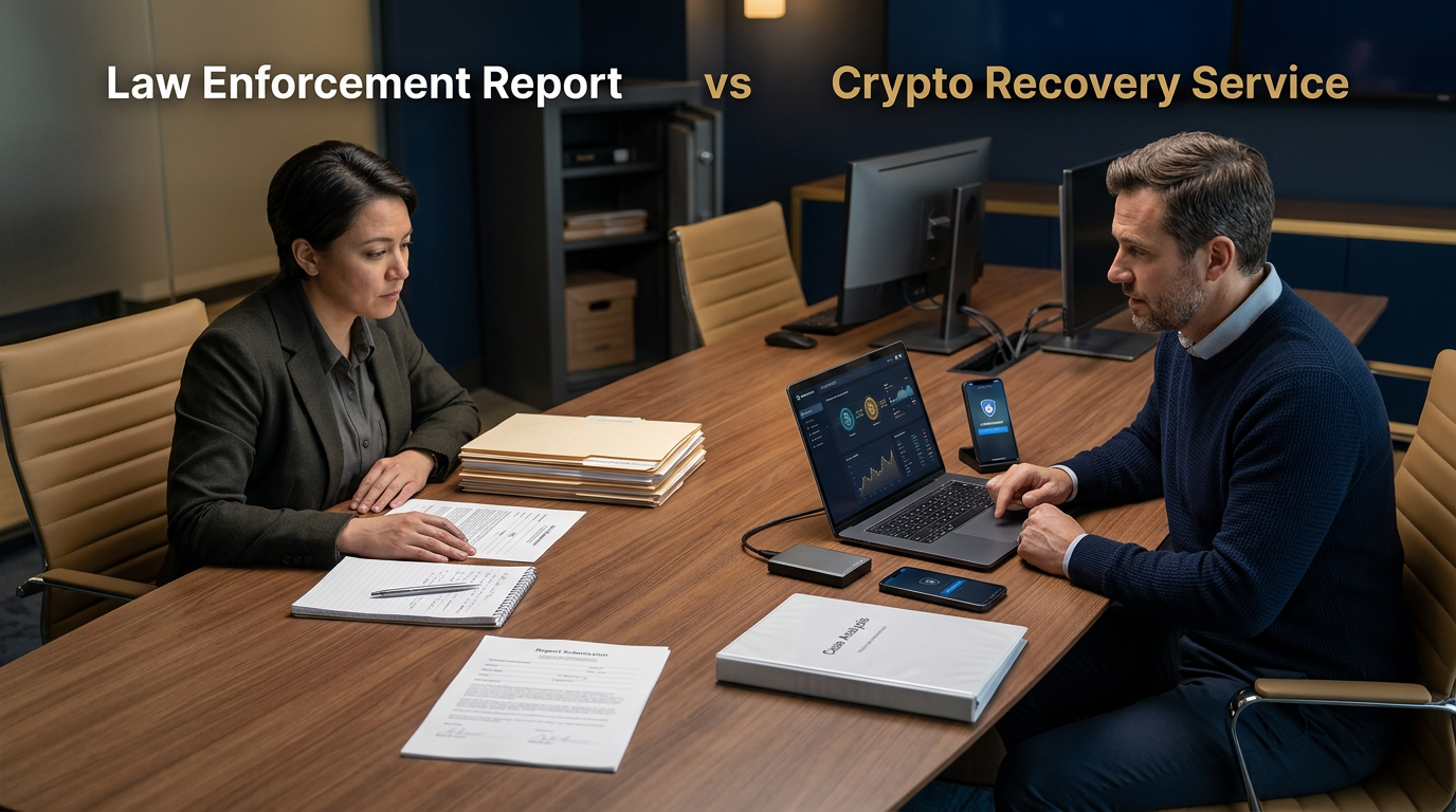 Sealed evidence-grade blockchain forensic report portfolio prepared for recovery counsel — crypto recovery service vs law enf