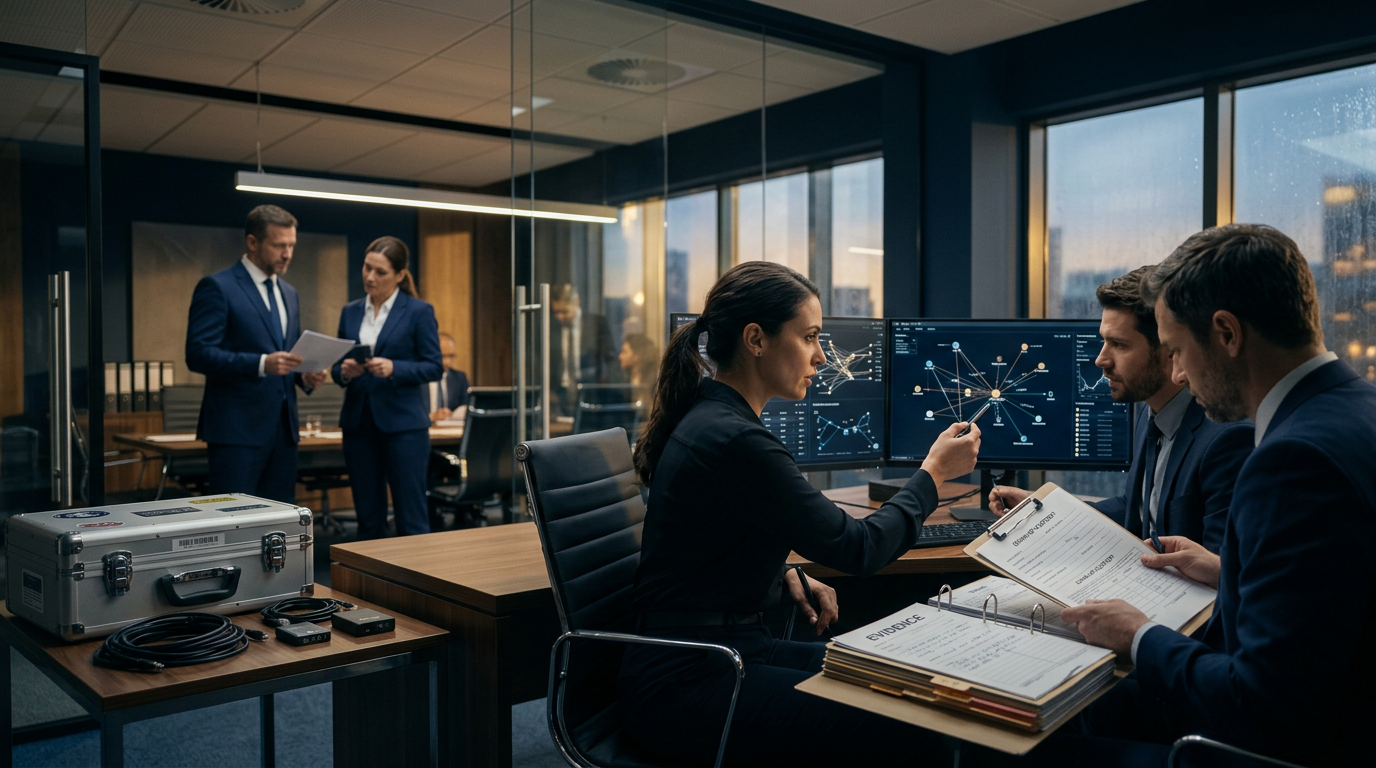 A forensic investigator analyzing blockchain data for crypto scam recovery on multiple monitors. A forensic investigator analyzing blockchain data for crypto scam recovery on multiple monitors.