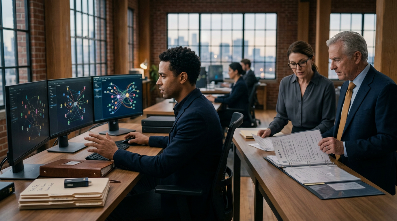 Forensic investigator analyzing evidence for a crypto theft insurance claim Forensic investigator analyzing evidence for a crypto theft insurance claim