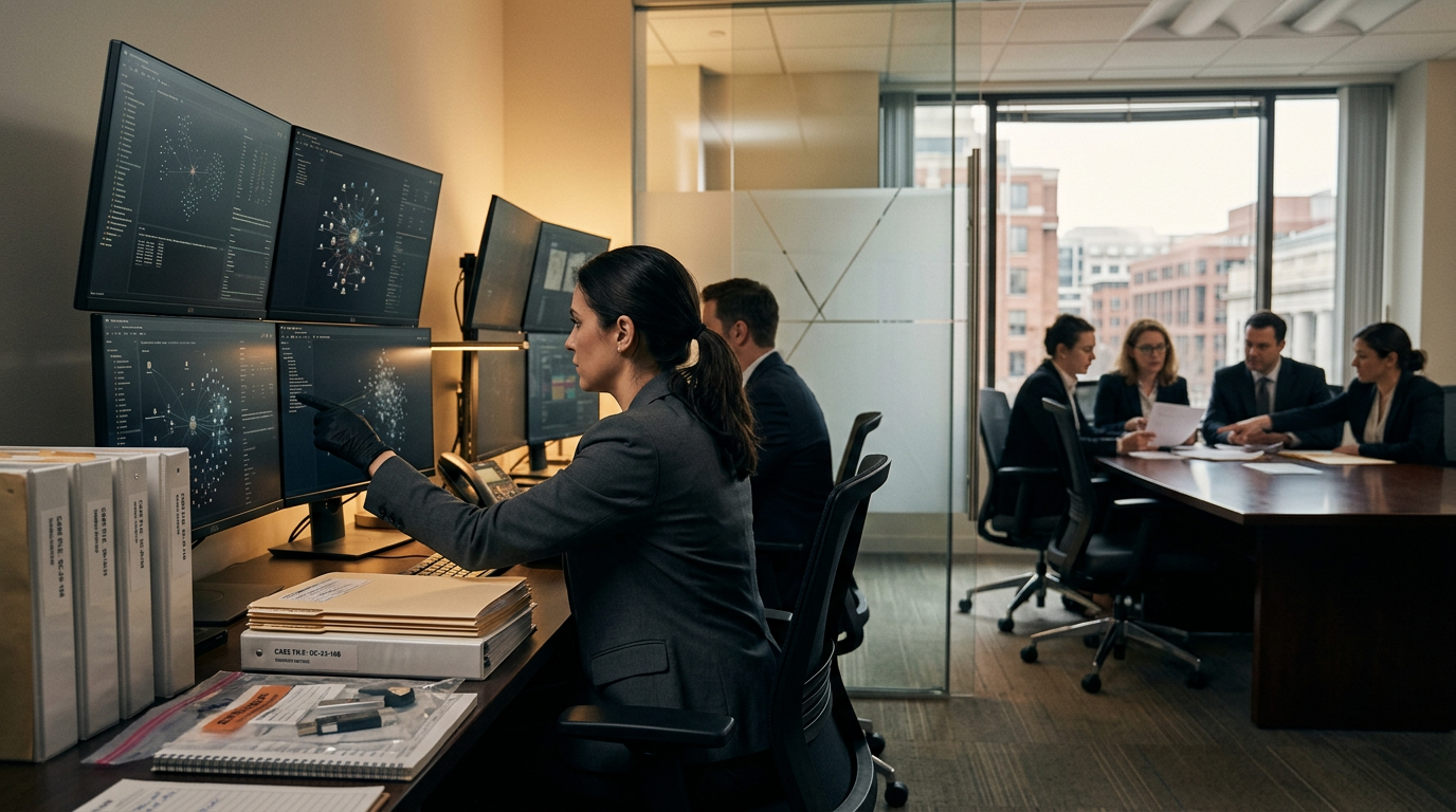 Courtroom setting for a civil cryptocurrency recovery hearing supported by blockchain forensic evidence — District of Columbi Courtroom setting for a civil cryptocurrency recovery hearing supported by blockchain forensic evidence — District of Columbi