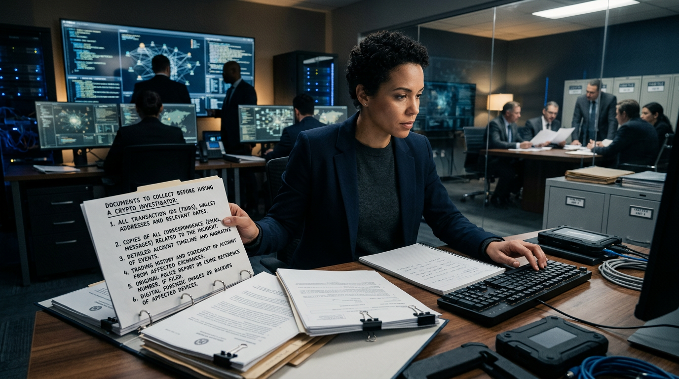 Sealed evidence-grade blockchain forensic report portfolio prepared for recovery counsel — documents to collect before hiring Sealed evidence-grade blockchain forensic report portfolio prepared for recovery counsel — documents to collect before hiring