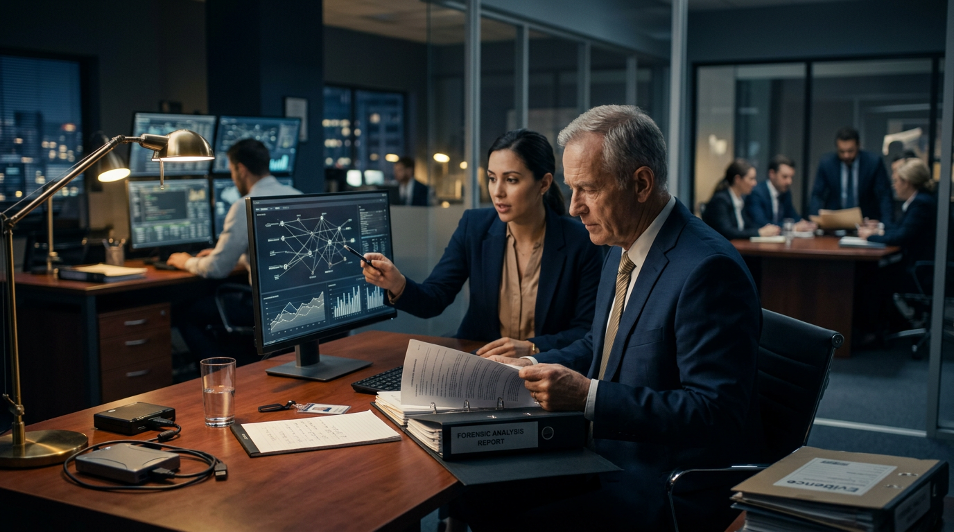 Senior financial analyst reviewing elder crypto fraud statistics 1970 dataset on blockchain monitors.