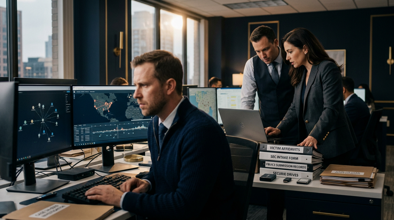 Client engagement letter signing for a confidential blockchain forensics investigation — report crypto scam investigation