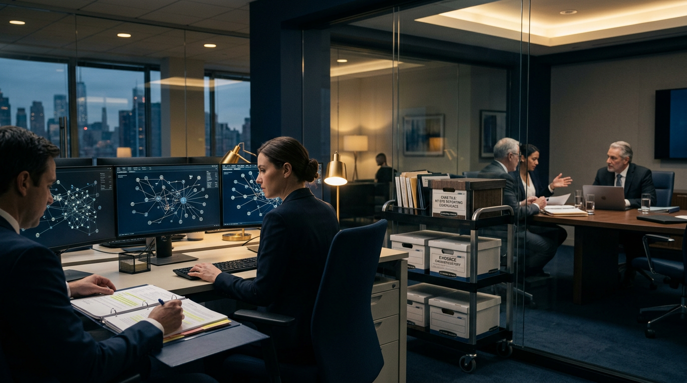 Aegis Financial Forensics analysts collaborating on a cryptocurrency fraud tracing case — New York cryptocurrency fraud repor Aegis Financial Forensics analysts collaborating on a cryptocurrency fraud tracing case — New York cryptocurrency fraud repor
