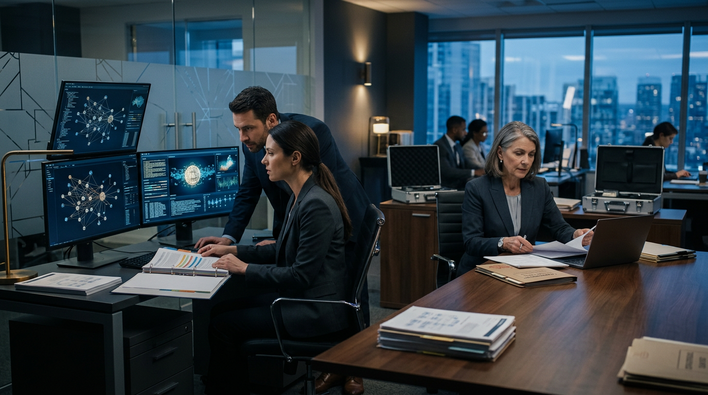 A blockchain analyst reviewing usdt scam recovery transaction paths on digital forensic display screens. A blockchain analyst reviewing usdt scam recovery transaction paths on digital forensic display screens.