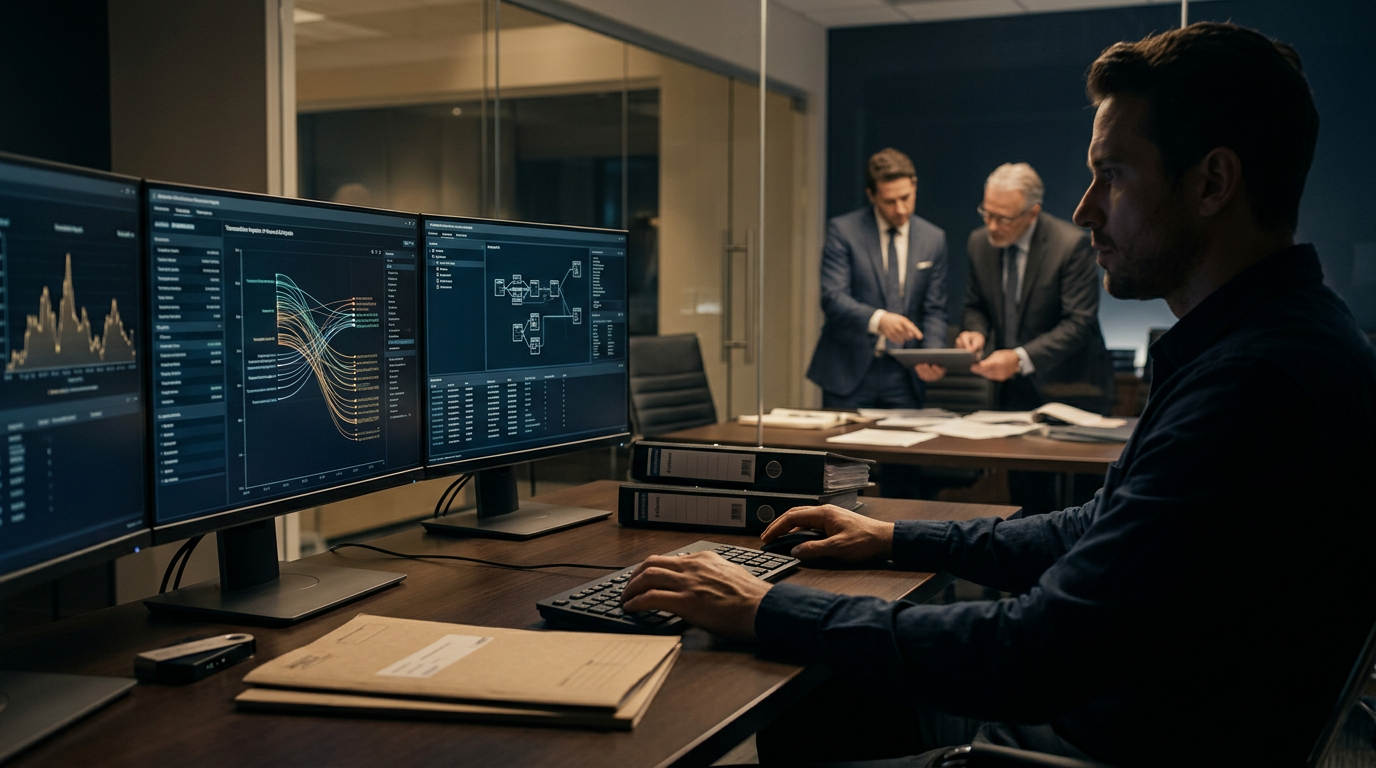 Forensic investigator analyzing what is a UTXO on a digital ledger network graph Forensic investigator analyzing what is a UTXO on a digital ledger network graph