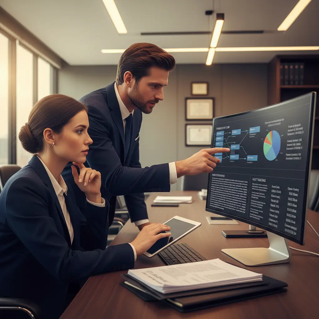 Analysts conducting blockchain forensics & cryptocurrency tracing for digital asset investigation, ensuring chain of custody.