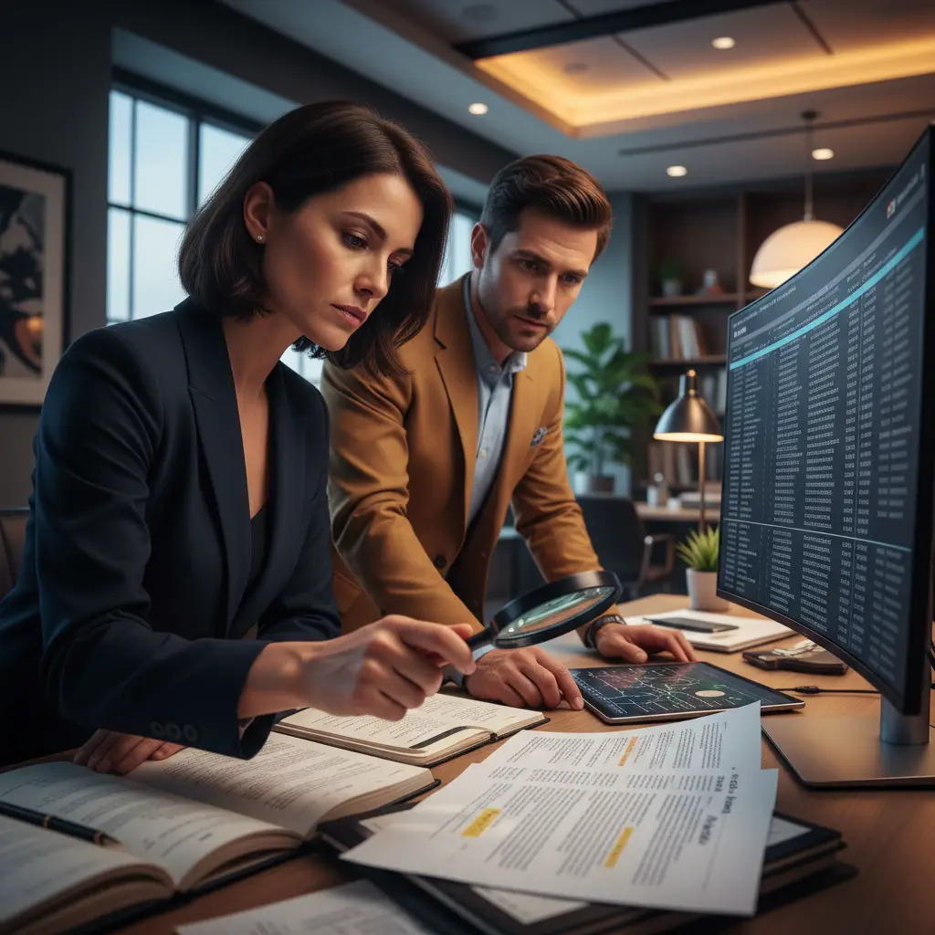 Forensic legal professionals performing blockchain forensics and cryptocurrency tracing for digital asset investigation, ensuring chain of custody.