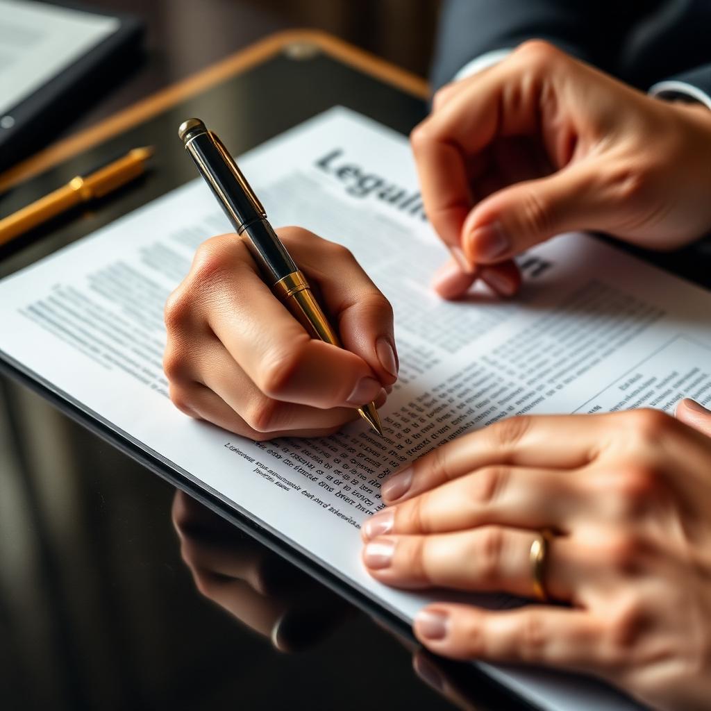 Client signing Aegis Financial Forensics blockchain investigation engagement letter with premium fountain pen