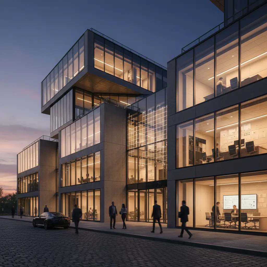 Aegis Financial Forensics office building at twilight in New York's financial district