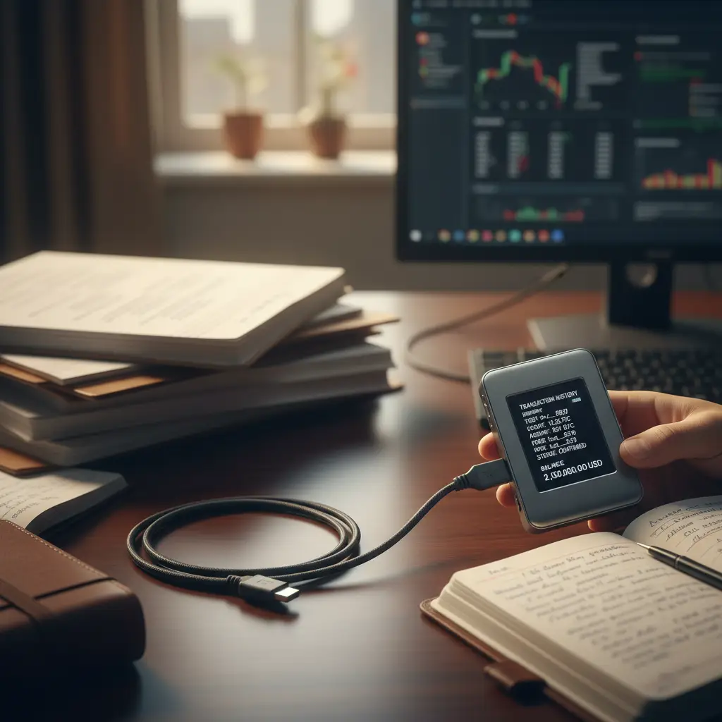 Hardware wallet screen showing transaction data examined during a wallet compromise investigation