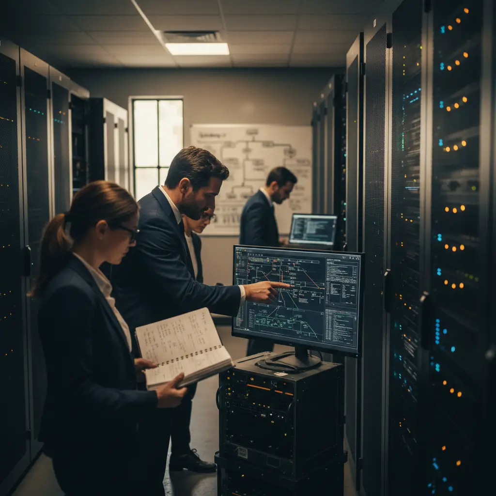 Secure data centre where confidential cryptocurrency case evidence is stored and encrypted